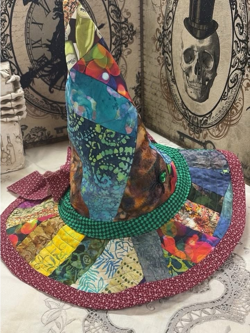 Handcrafted Multicolor Patchwork Witch Hat